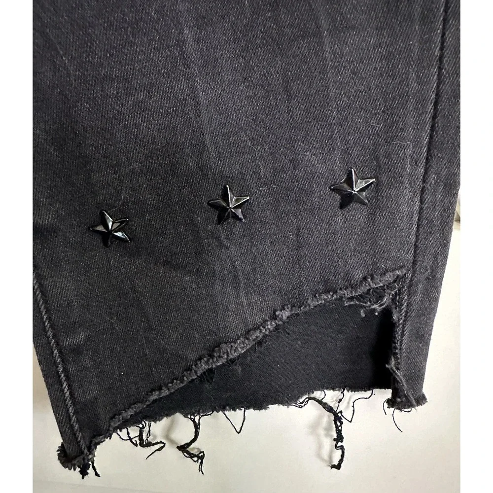 Buffalo David Bitton Faith Jeans Women Size 4/27 Black Star Embellished Mid Rise